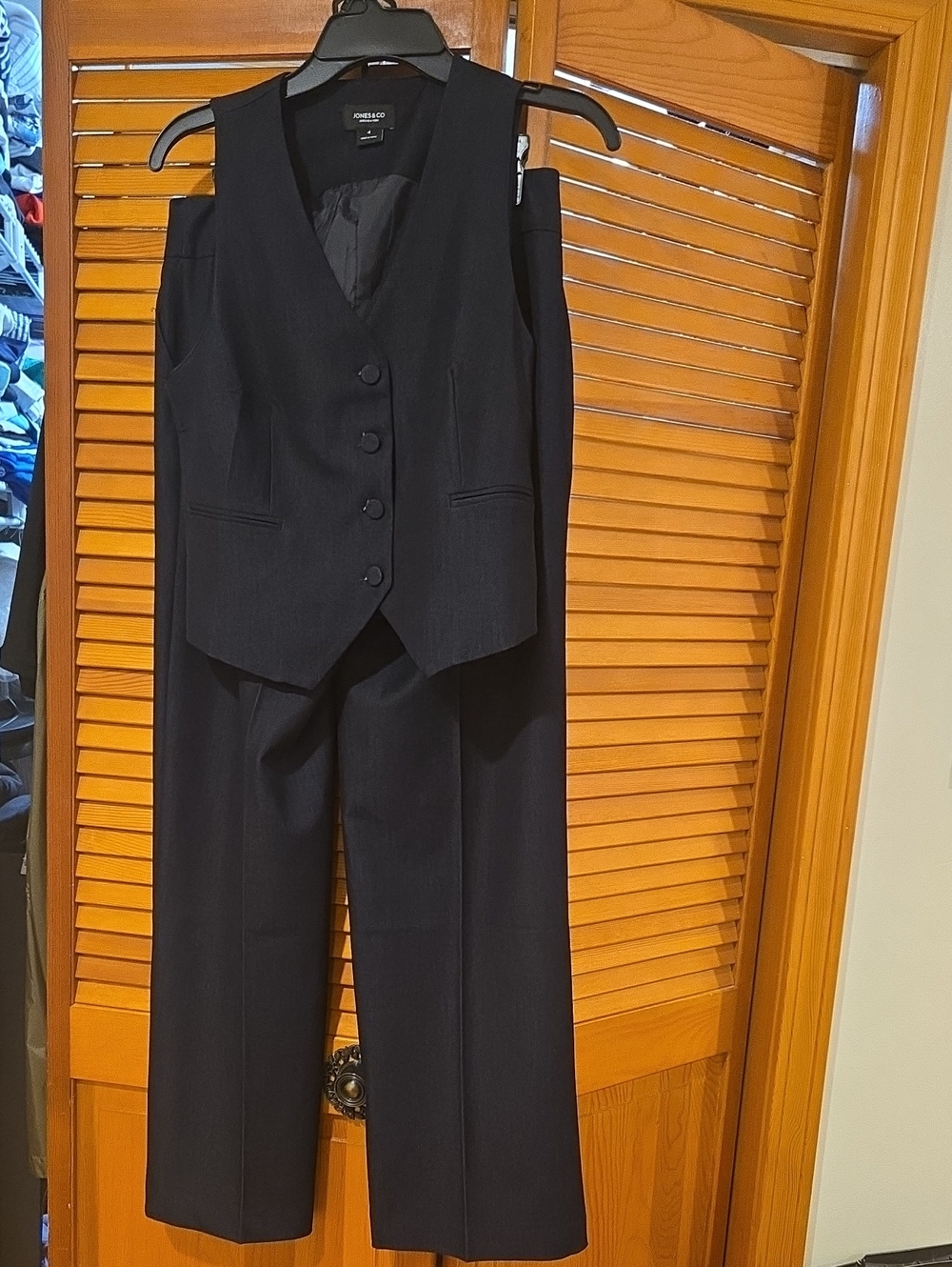 JONES NY DENIM NAVY Women's Vest & Trouser Set - Classic Tailored Two-Piece